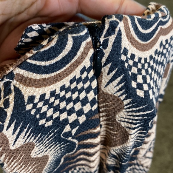 By Anthropologie Drapey Flare Bell Bottom Mod Tropical Tribal Print Pant 14 - Picture 12 of 16